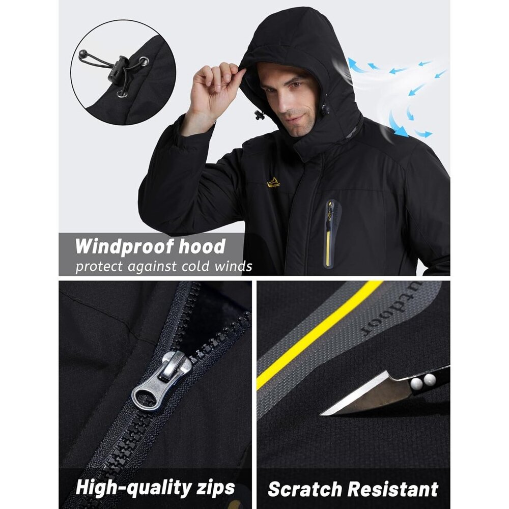 🆕Tacvasen Men's Black Waterproof Fleece Liner Windproof Warm Snow Ski Jacket - Picture 5 of 6